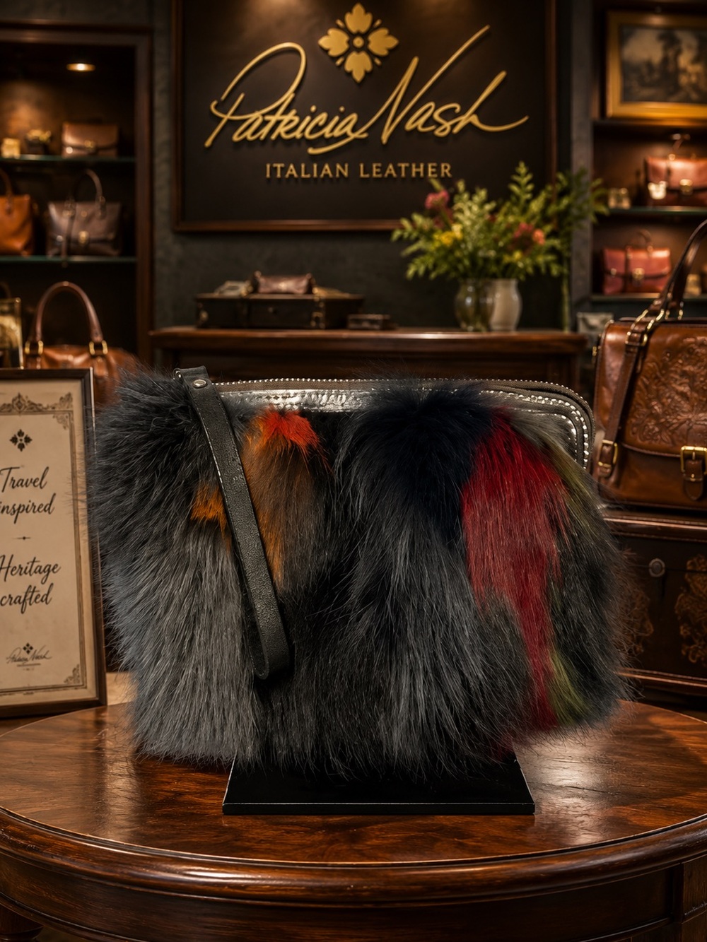 Patricia Nash Eclipse Rabbit Fur Clutch